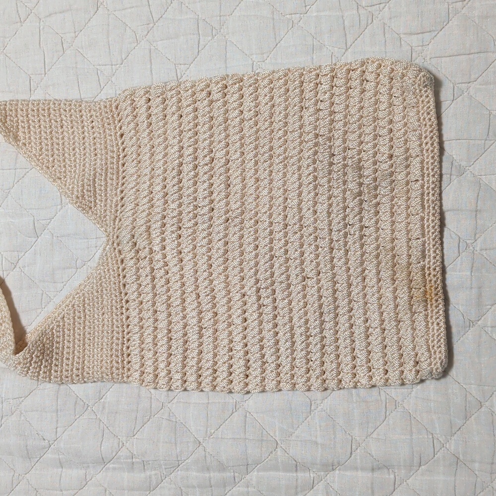 Coldwater Creek Cream Crochet Tote Bag - Picture 3 of 5